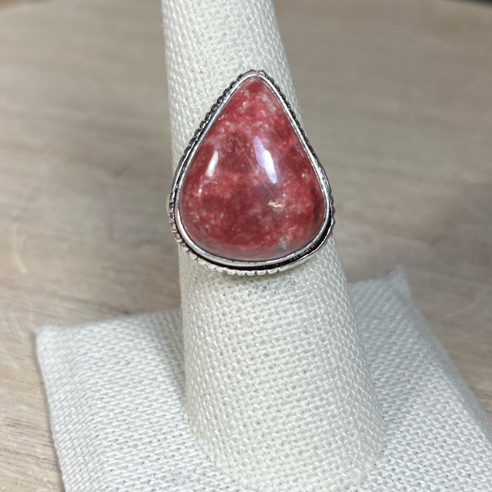 Thulite Ring 925 Sterling Size 7